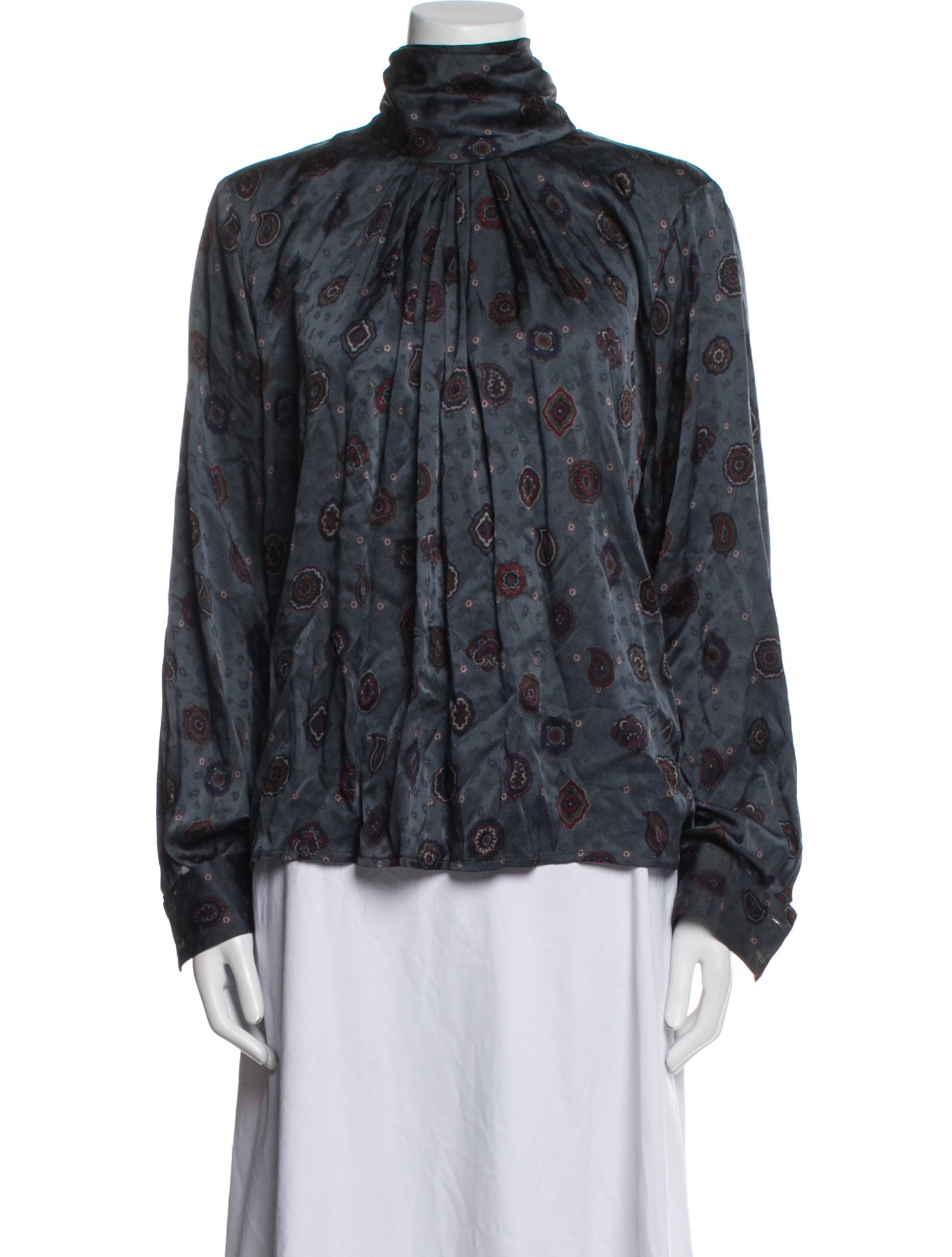 Saks Fifth Avenue Floral Print Mock Neck Blouse