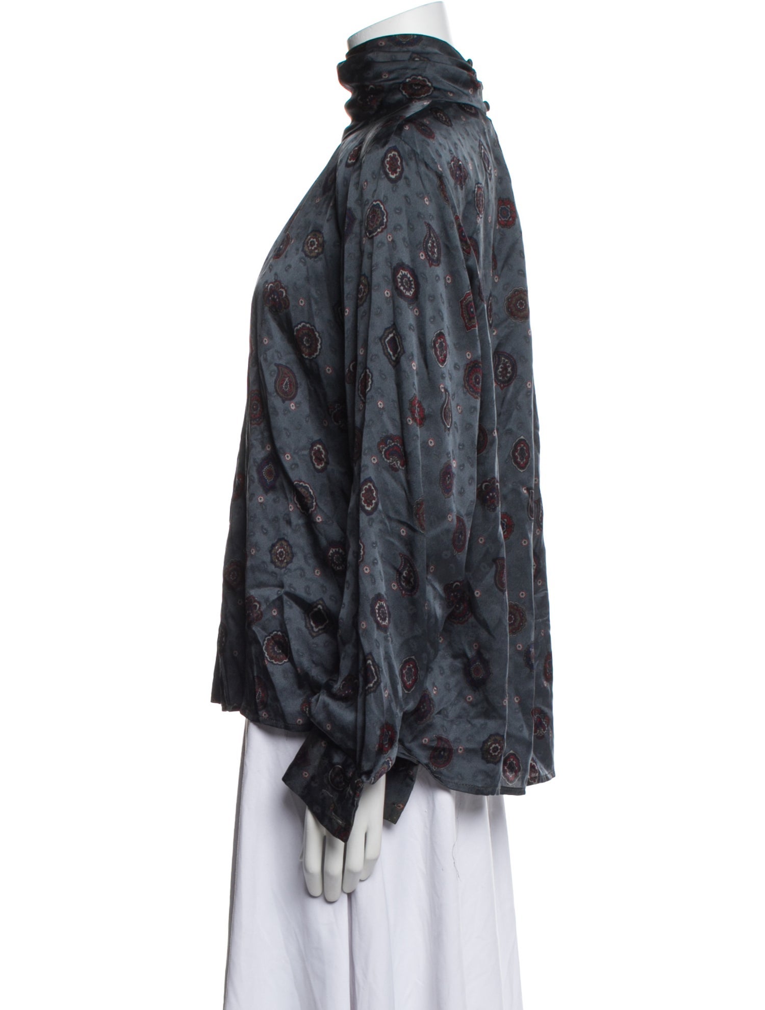 Saks Fifth Avenue Floral Print Mock Neck Blouse