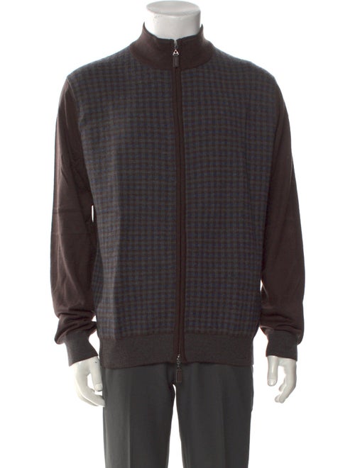 Saks Fifth Avenue Merino Wool Plaid Print Cardigan