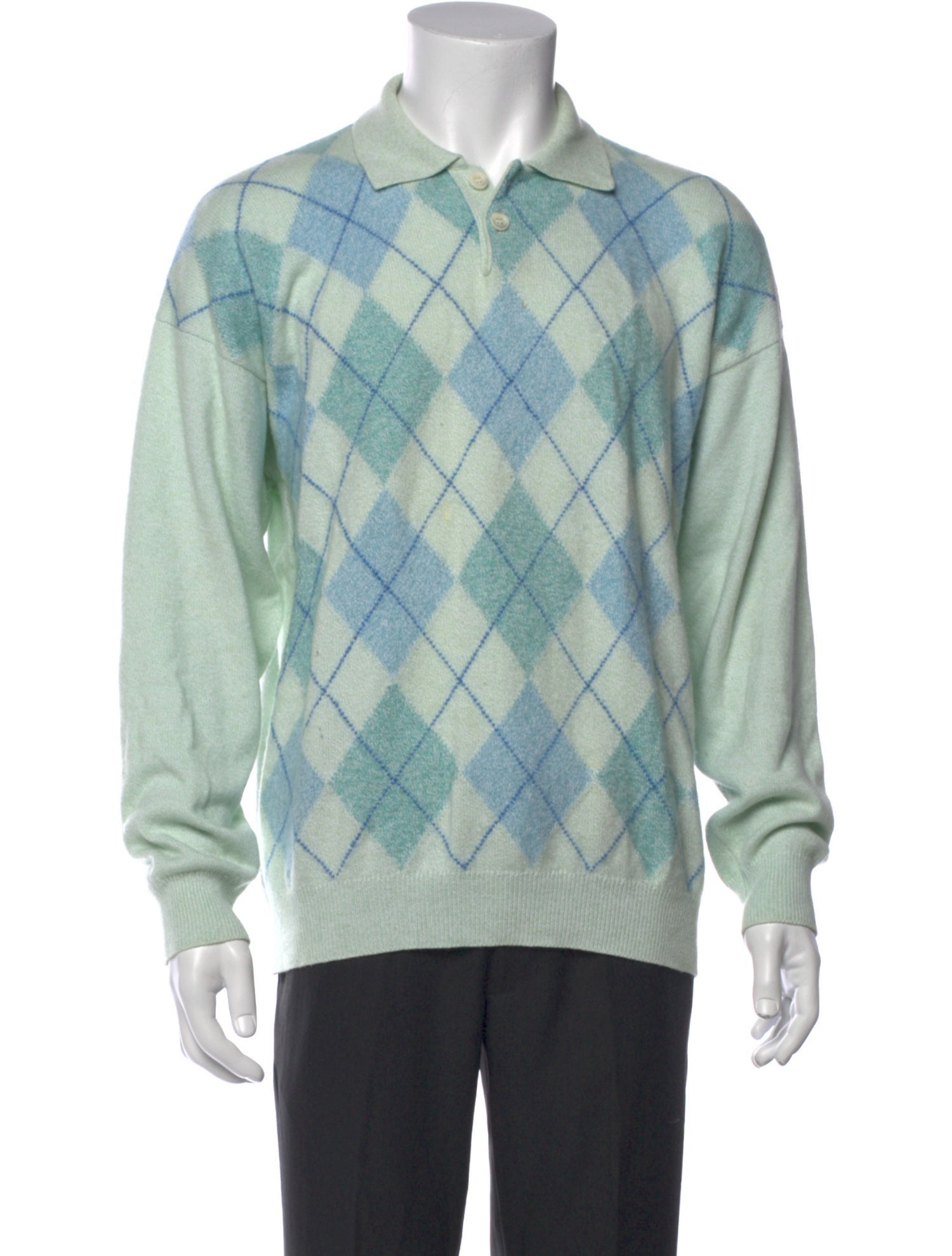 Saks Fifth Avenue Cashmere Plaid Print Polo Sweater
