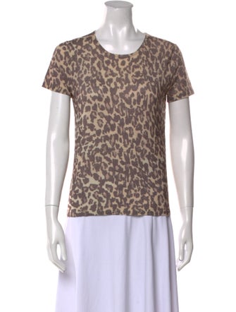 Saks Fifth Avenue Animal Print Crew Neck T-Shirt