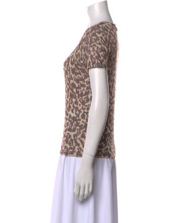 Saks Fifth Avenue Animal Print Crew Neck T-Shirt