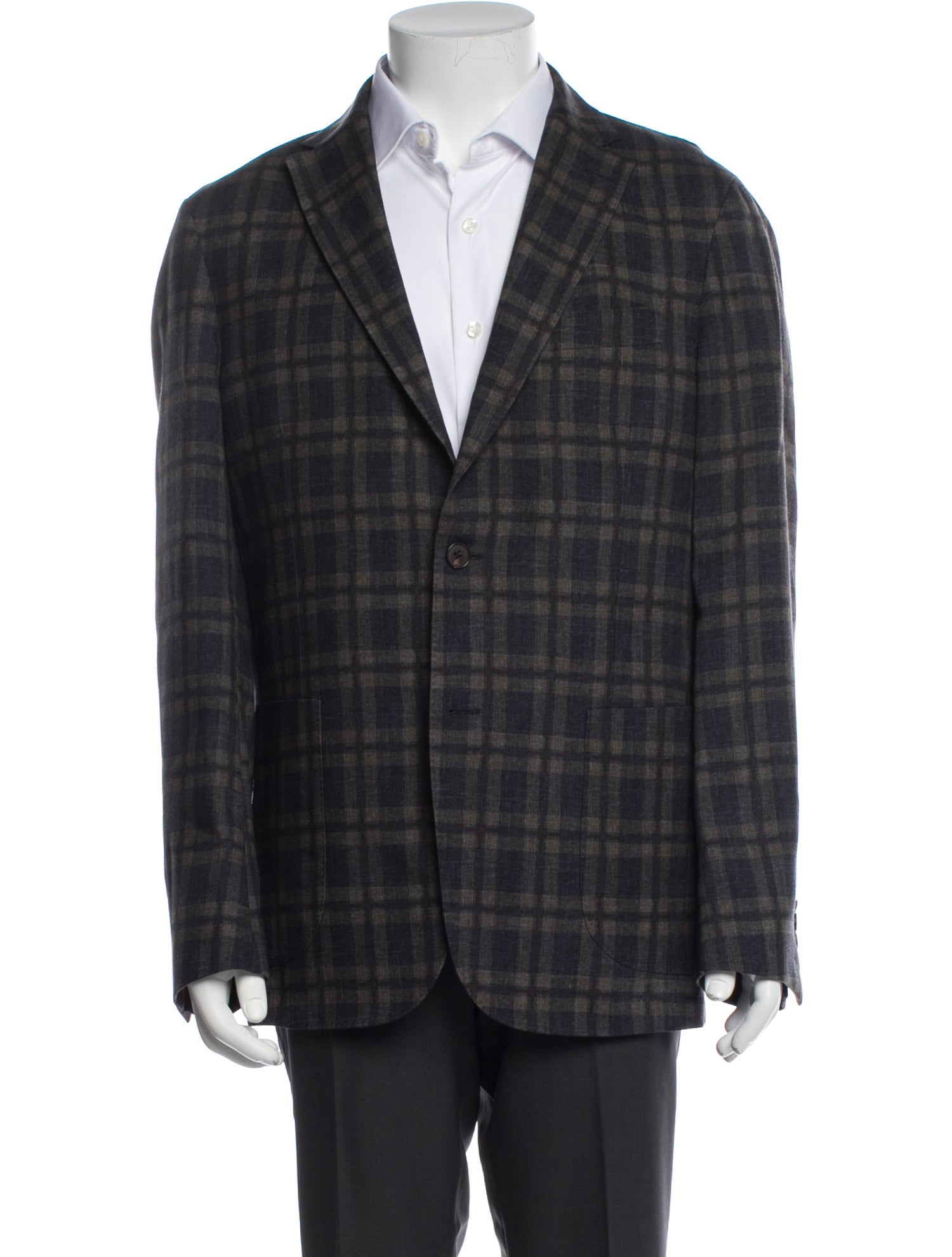 Saks Fifth Avenue Wool Plaid Print Blazer