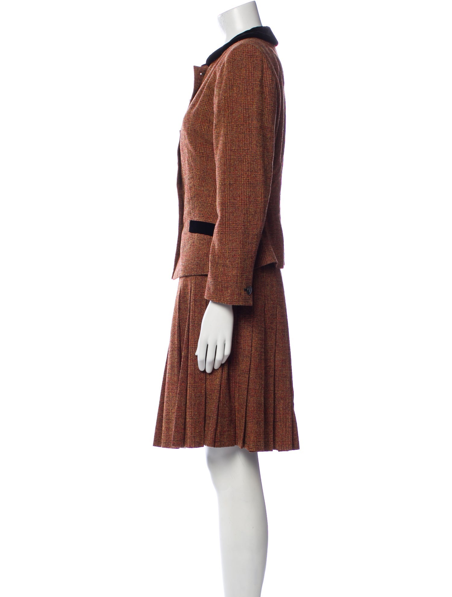 Saks Fifth Avenue Wool Plaid Print Skirt Set