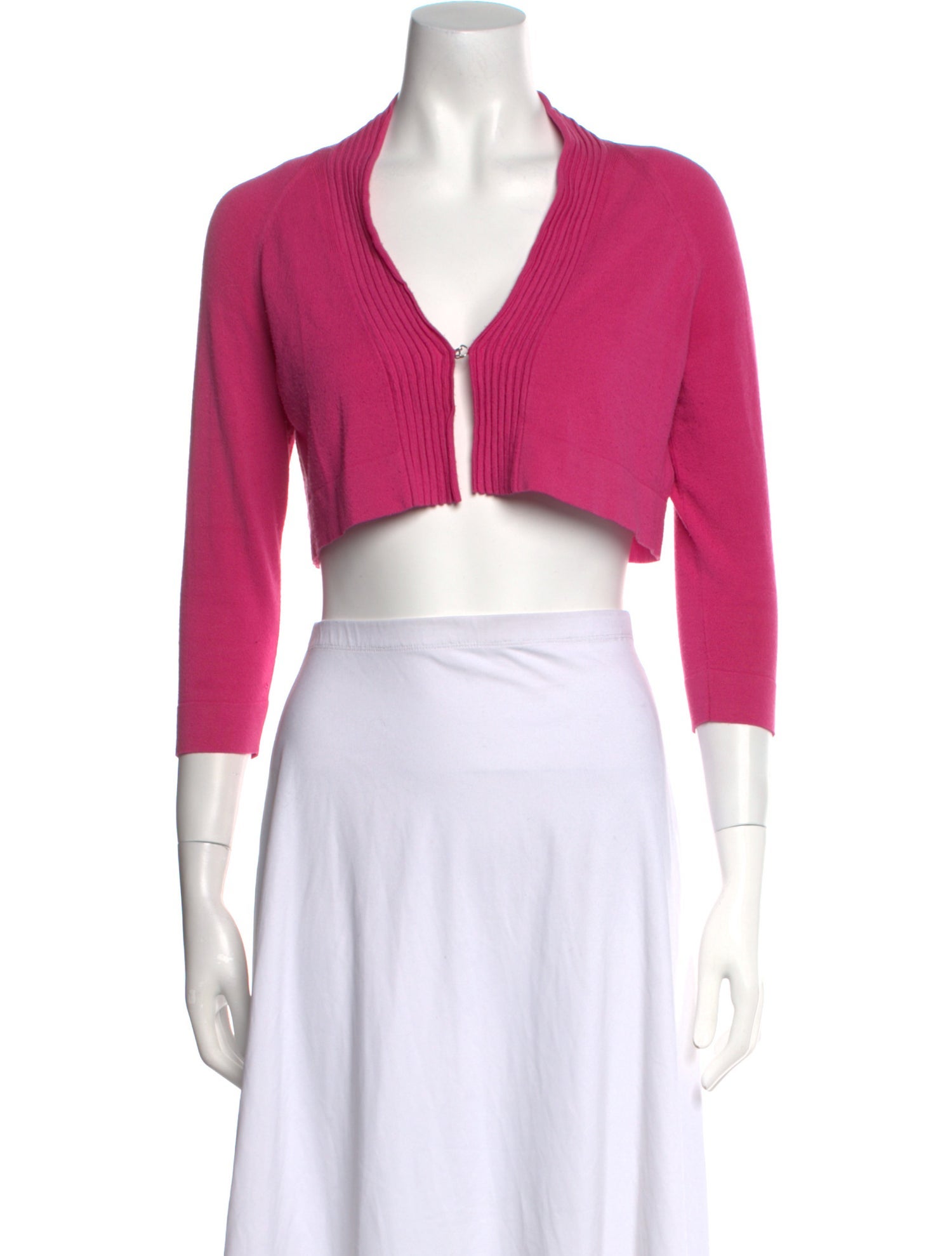 Saks Fifth Avenue V-Neck Three-Quarter Sleeve Crop Top