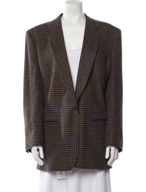 Saks Fifth Avenue Camel Hair Plaid Print Blazer