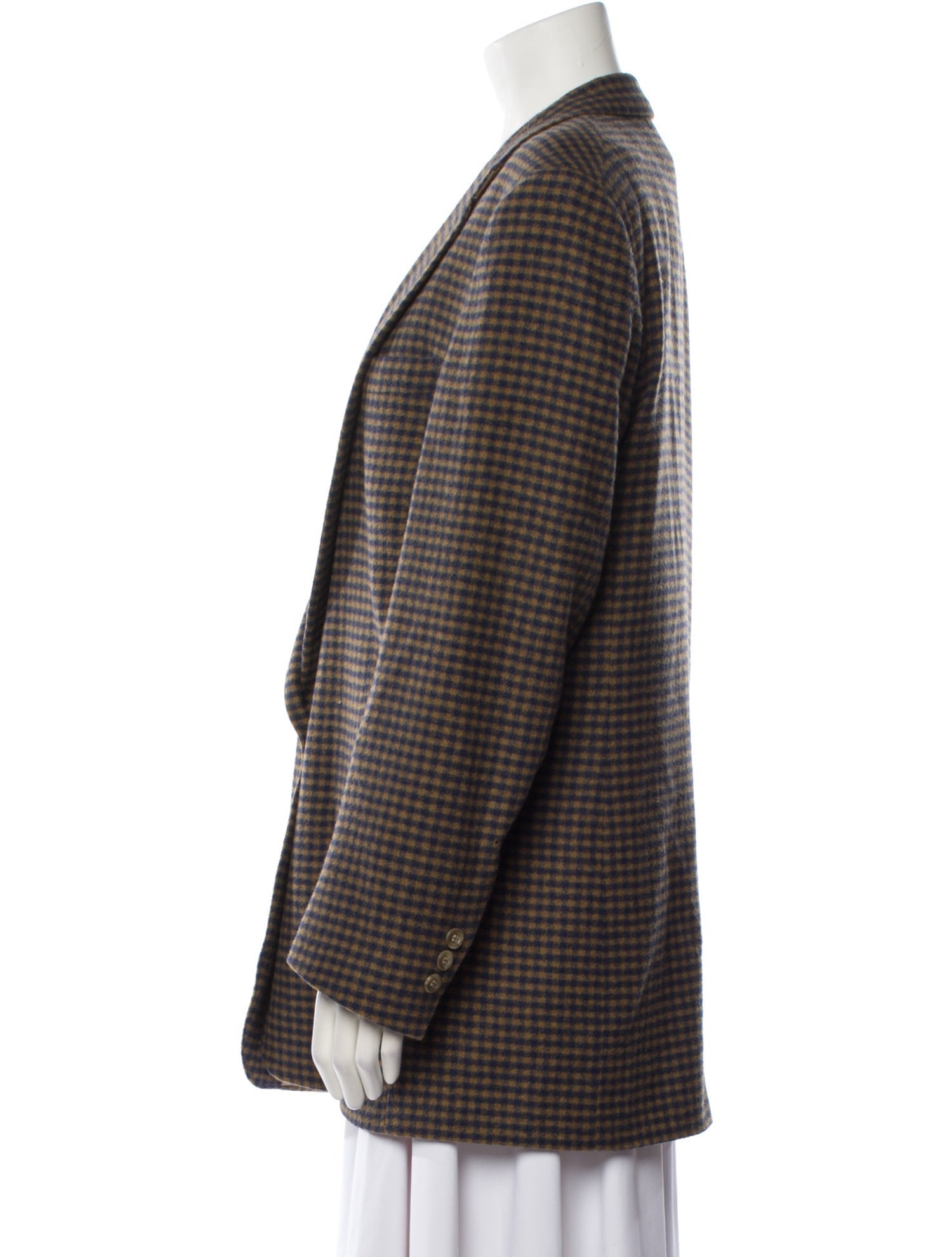 Saks Fifth Avenue Camel Hair Plaid Print Blazer