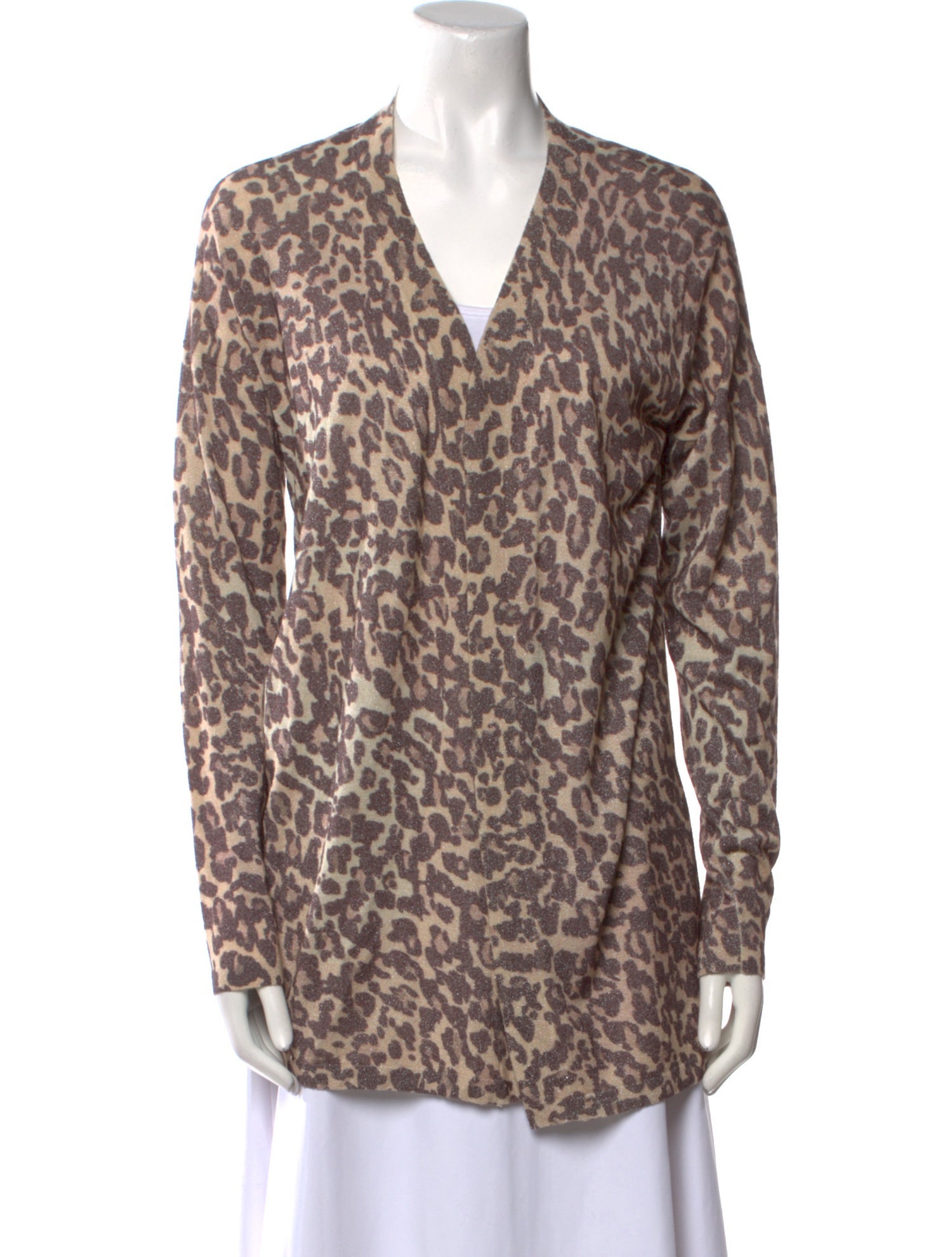 Saks Fifth Avenue Animal Print V-Neck Sweater