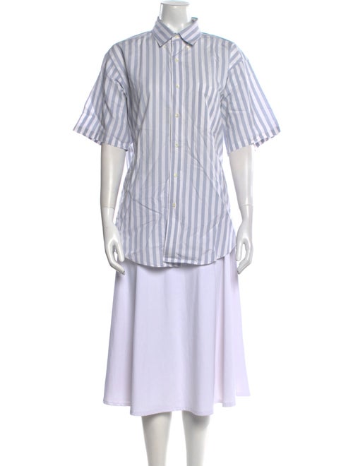 Saks Fifth Avenue Striped Short Sleeve Button-Up Top