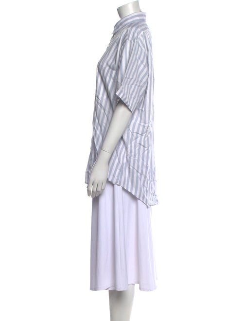 Saks Fifth Avenue Striped Short Sleeve Button-Up Top