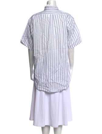 Saks Fifth Avenue Striped Short Sleeve Button-Up Top