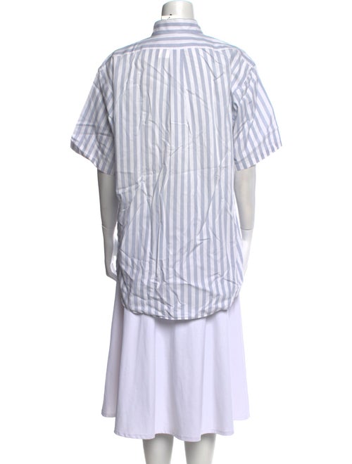 Saks Fifth Avenue Striped Short Sleeve Button-Up Top