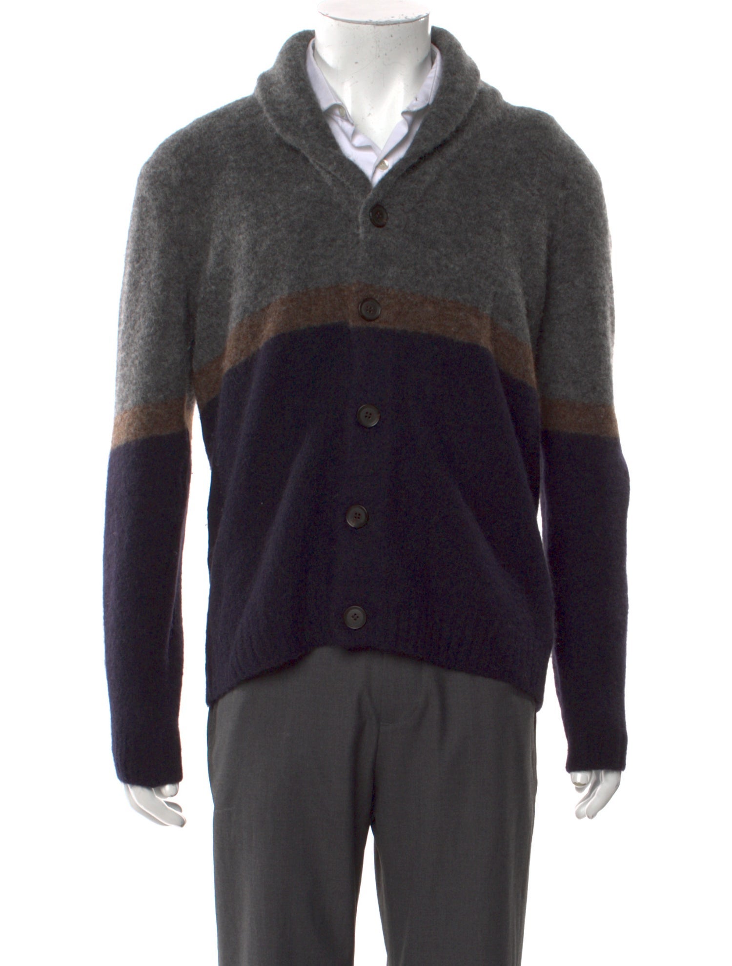 Saks Fifth Avenue Colorblock Pattern V-Neck Cardigan