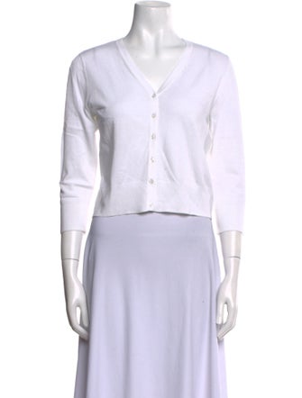 Saks Fifth Avenue V-Neck Three-Quarter Sleeve Crop Top