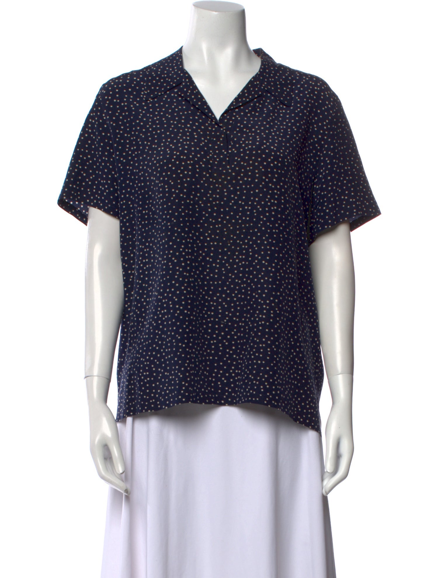 Saks Fifth Avenue Silk Polka Dot Print Button-Up Top
