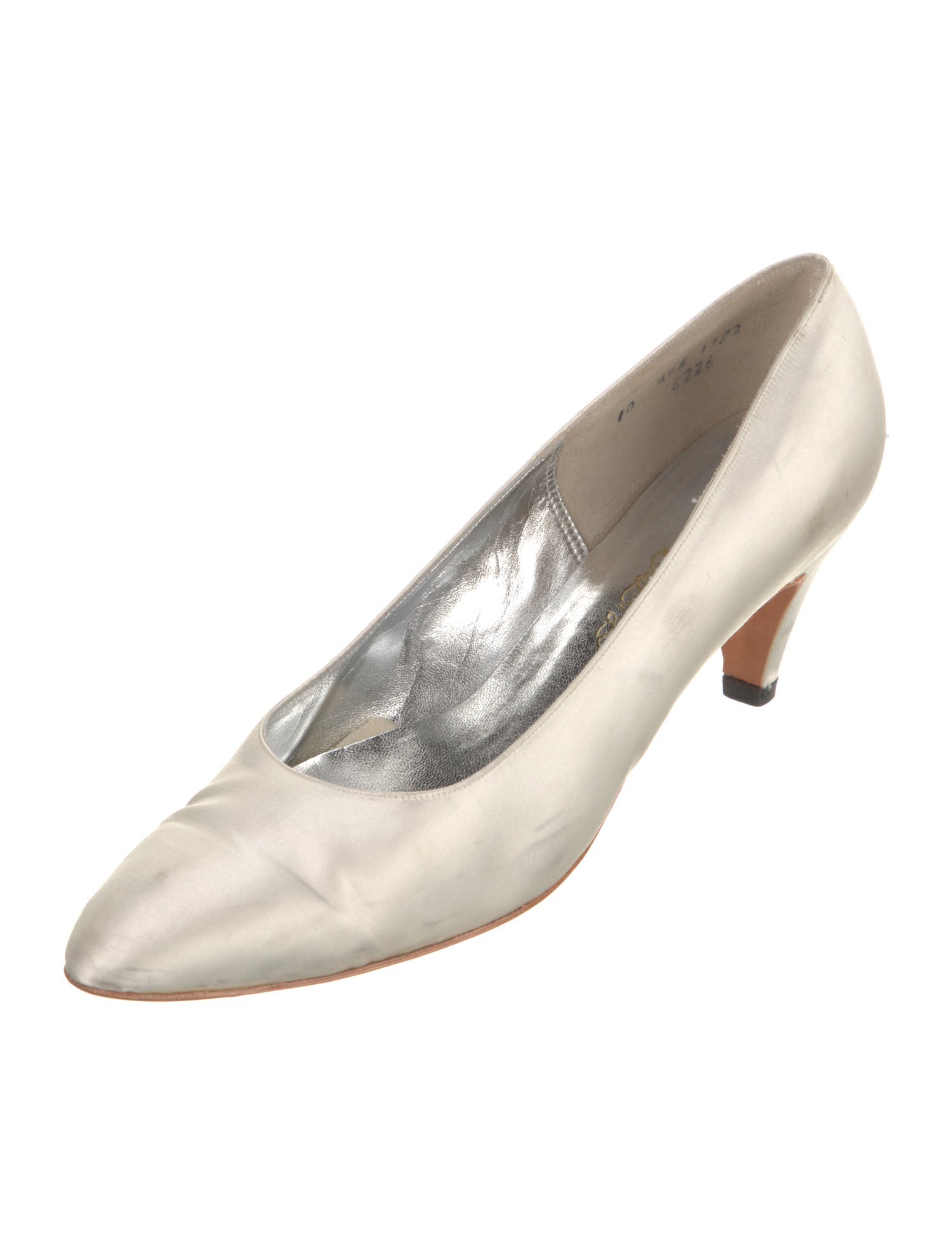 Saks Fifth Avenue Satin Leather Trim Embellishment Pumps