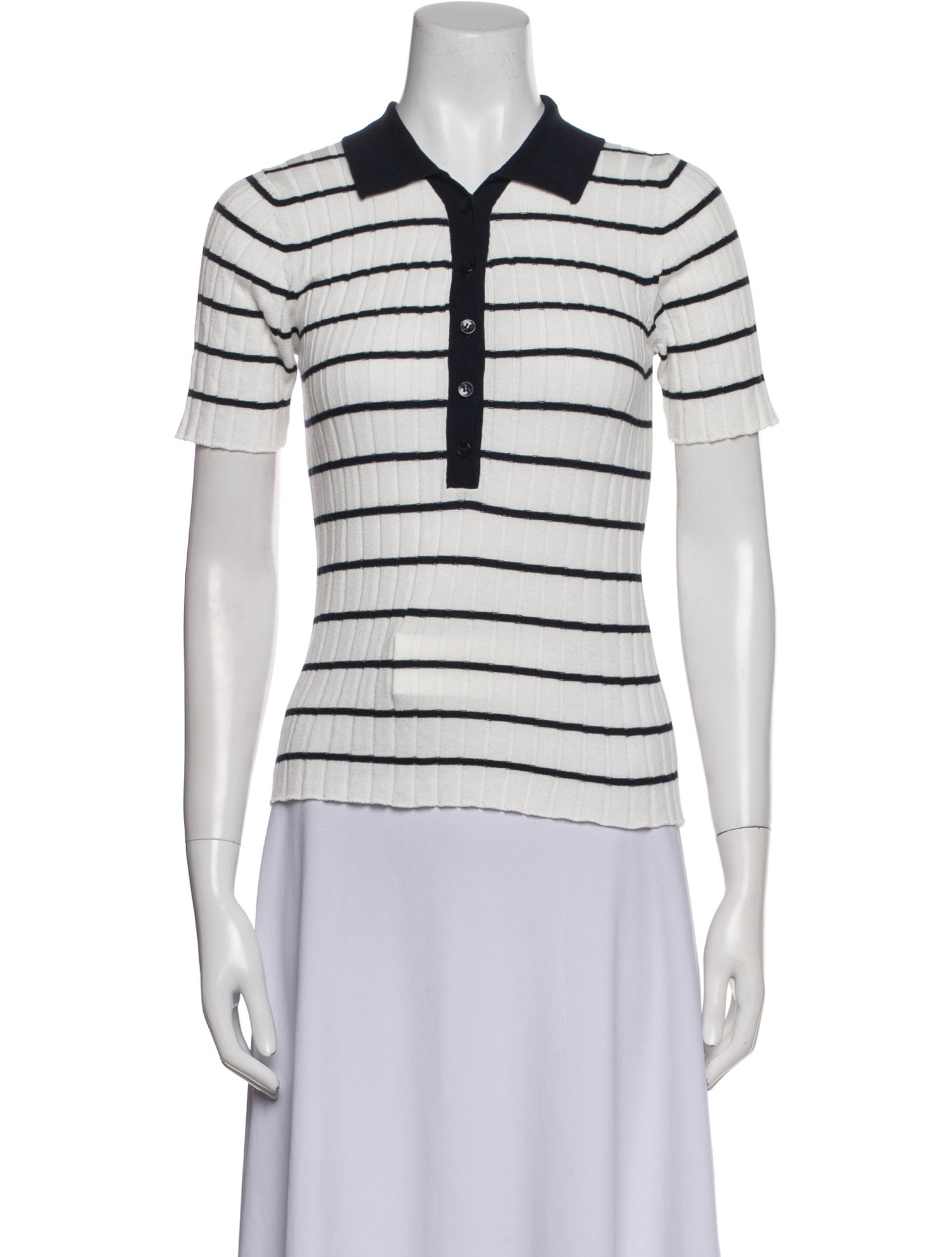 Saks Fifth Avenue Striped Short Sleeve Polo