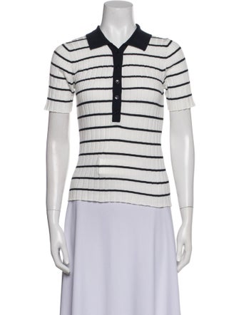 Saks Fifth Avenue Striped Short Sleeve Polo
