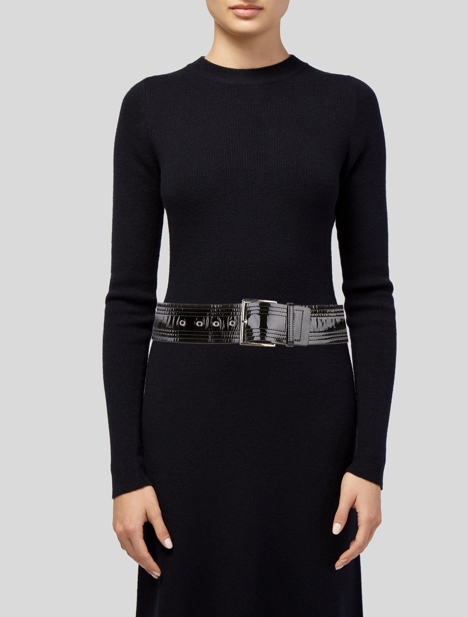 Saks Fifth Avenue Wide Patent Leather Belt