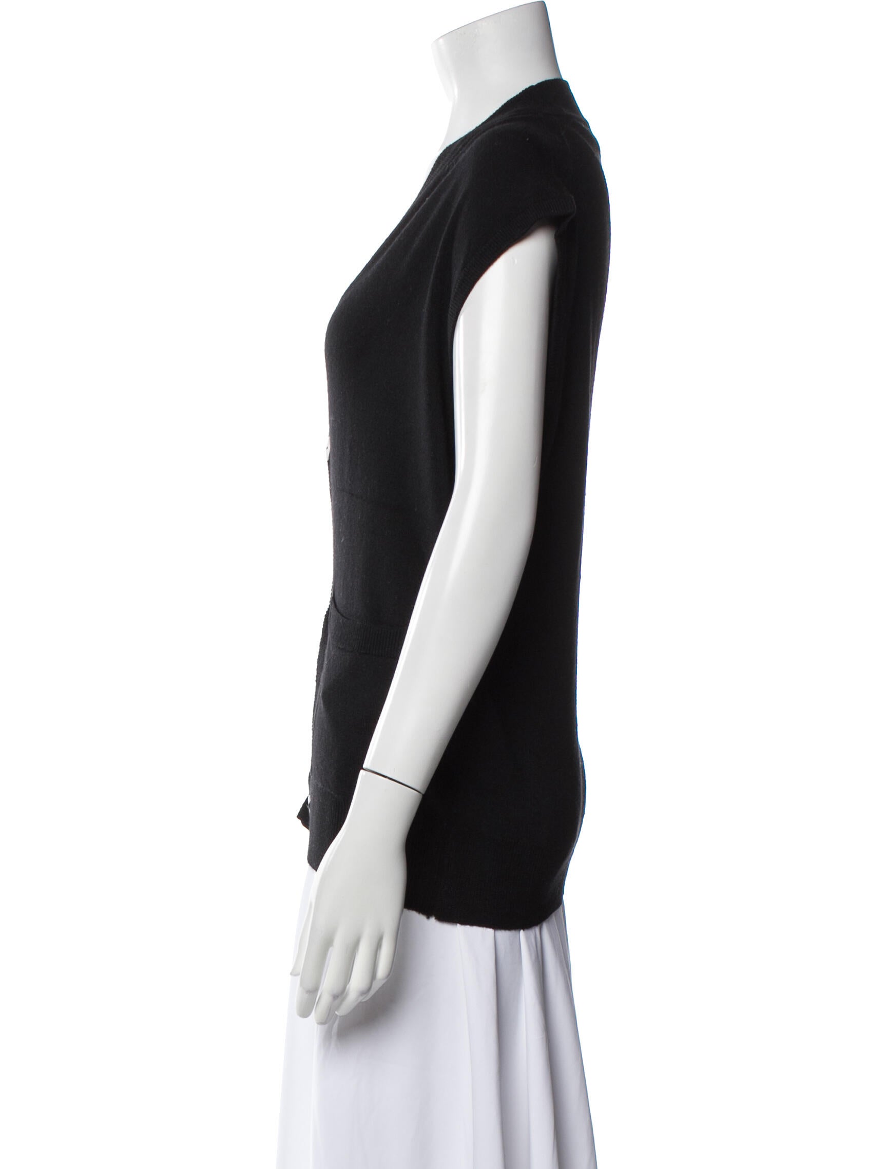 Saks Fifth Avenue Virgin Wool V-Neck Button-Up Top