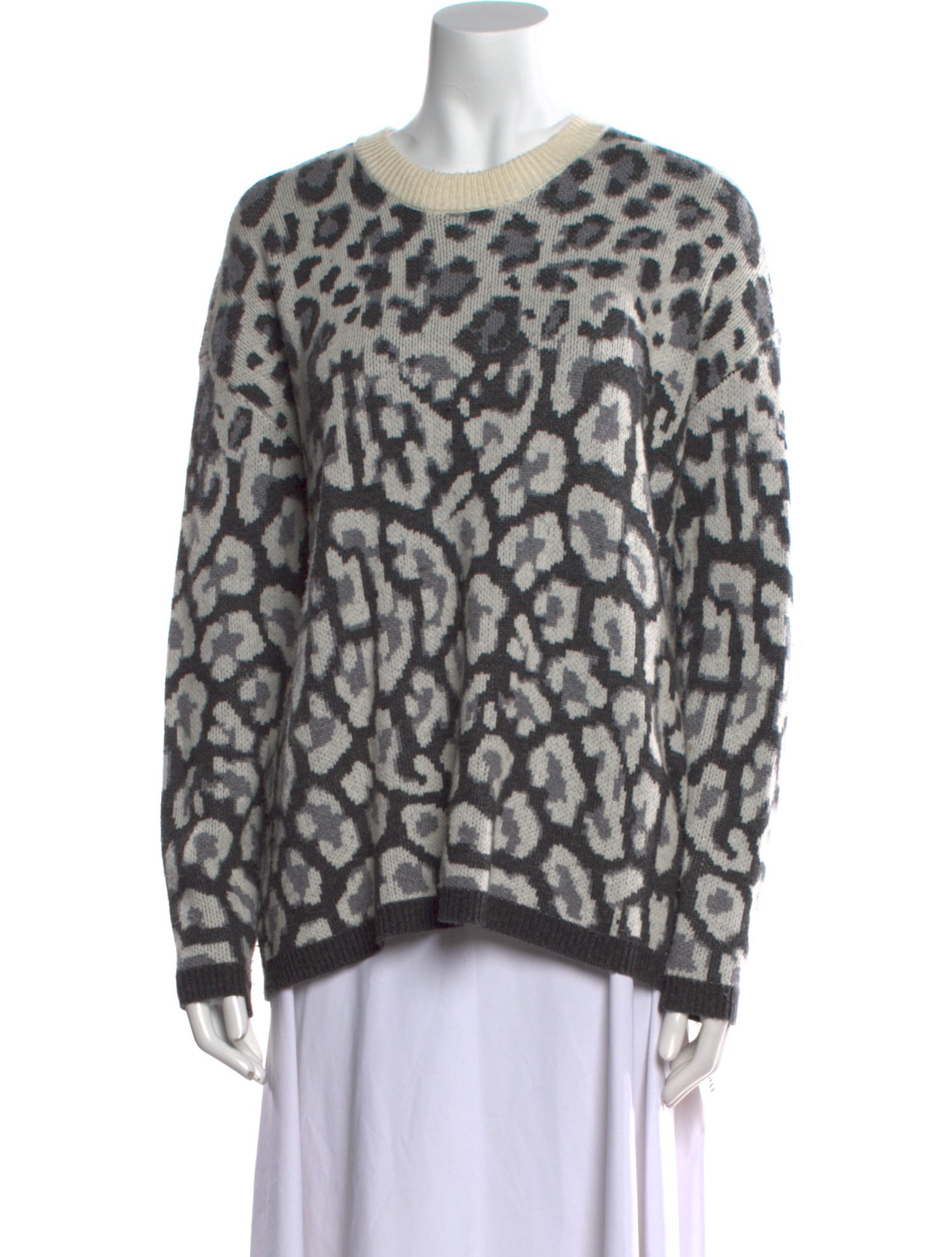 Saks Fifth Avenue Animal Print Crew Neck Sweater