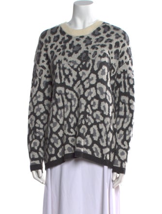 Saks Fifth Avenue Animal Print Crew Neck Sweater