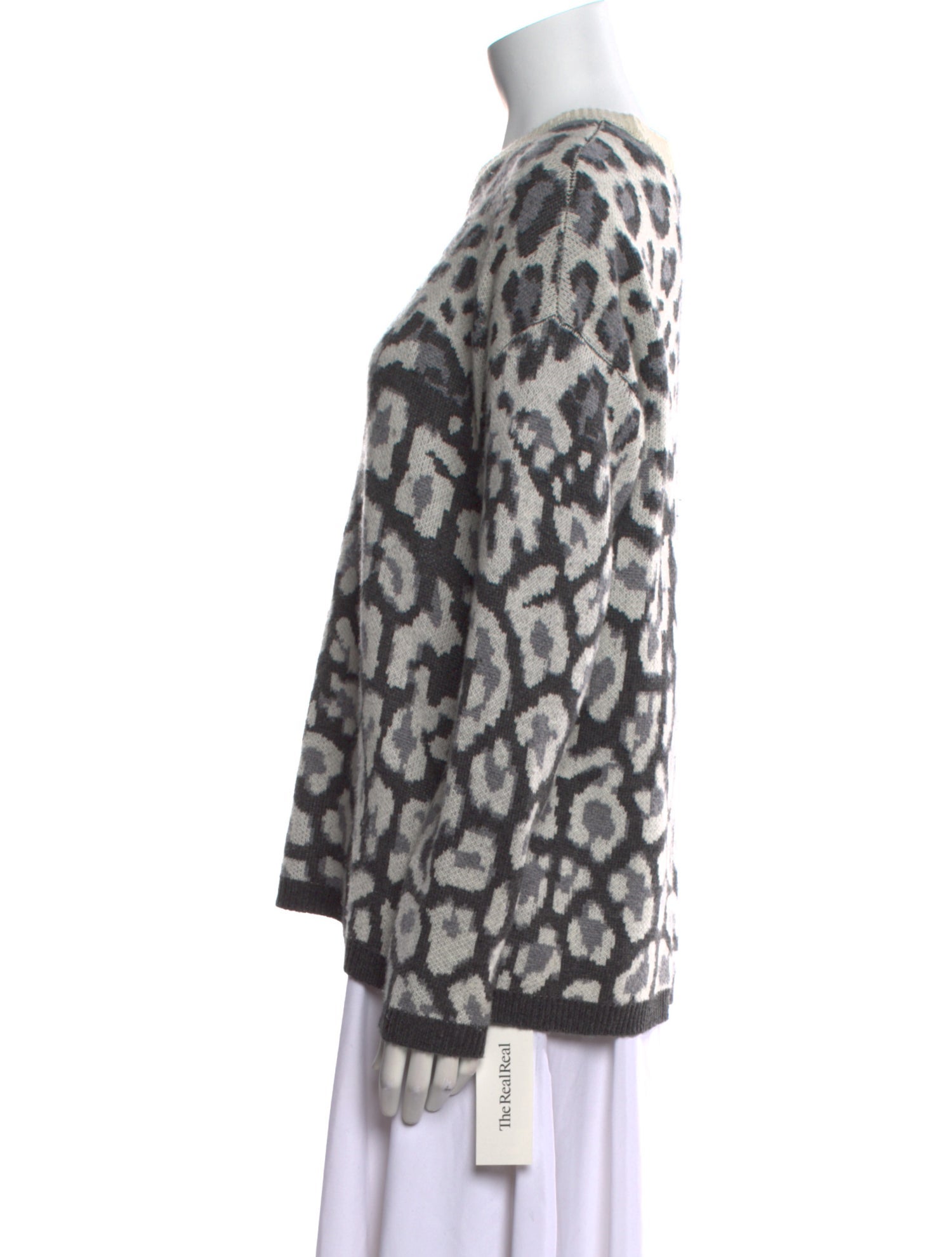 Saks Fifth Avenue Animal Print Crew Neck Sweater