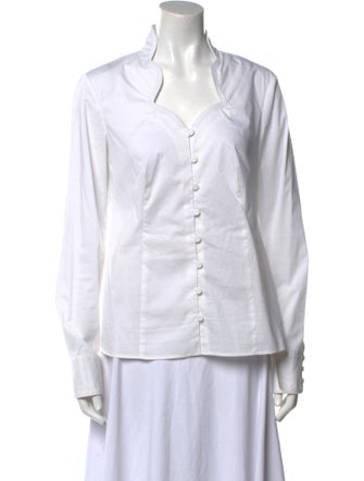 Saks Fifth Avenue V-Neck Long Sleeve Button-Up Top