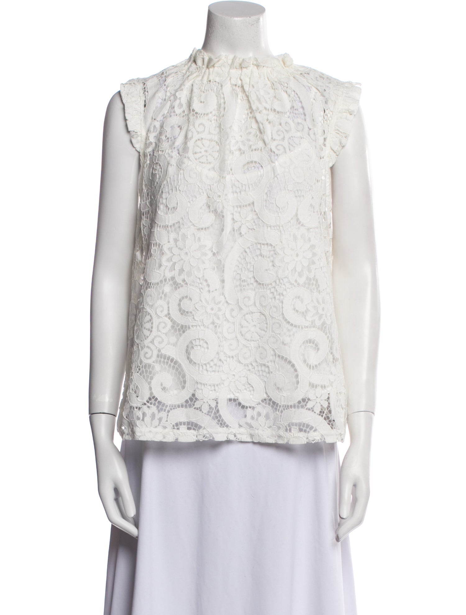 Saks Fifth Avenue Lace Pattern Mock Neck Blouse