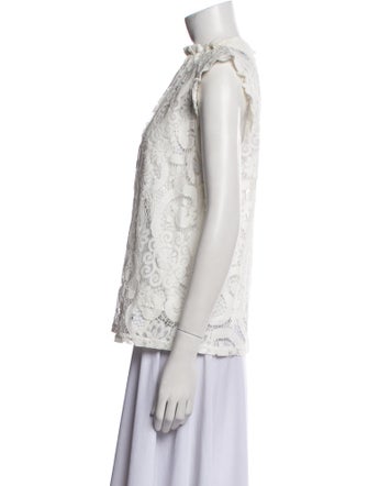 Saks Fifth Avenue Lace Pattern Mock Neck Blouse