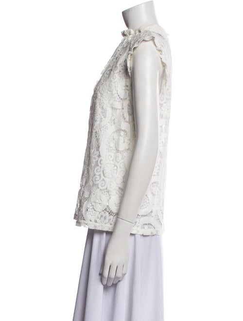 Saks Fifth Avenue Lace Pattern Mock Neck Blouse