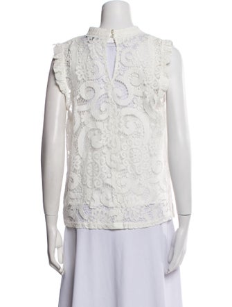 Saks Fifth Avenue Lace Pattern Mock Neck Blouse