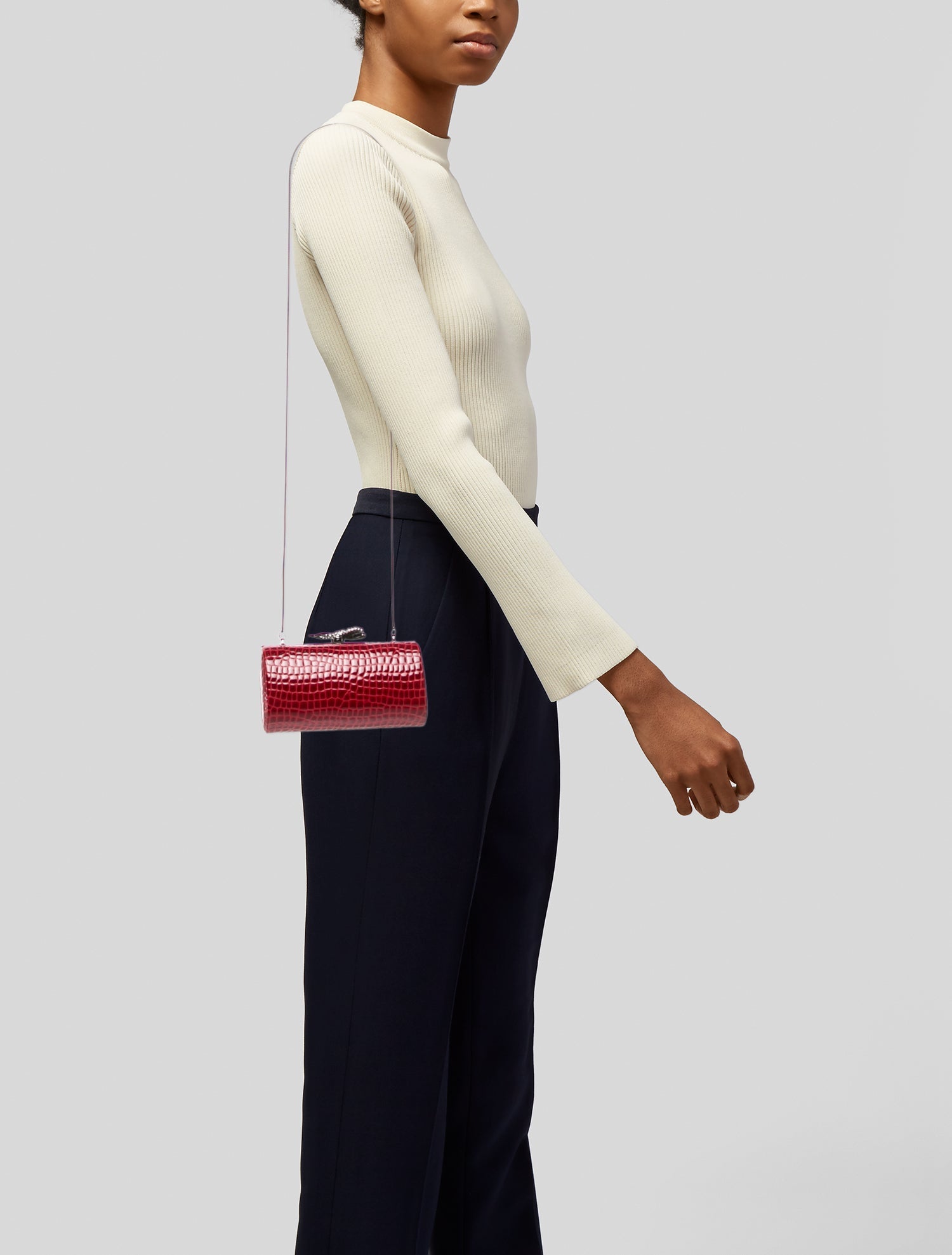 Saks Fifth Avenue Embossed Leather Minaudière w/ Tags