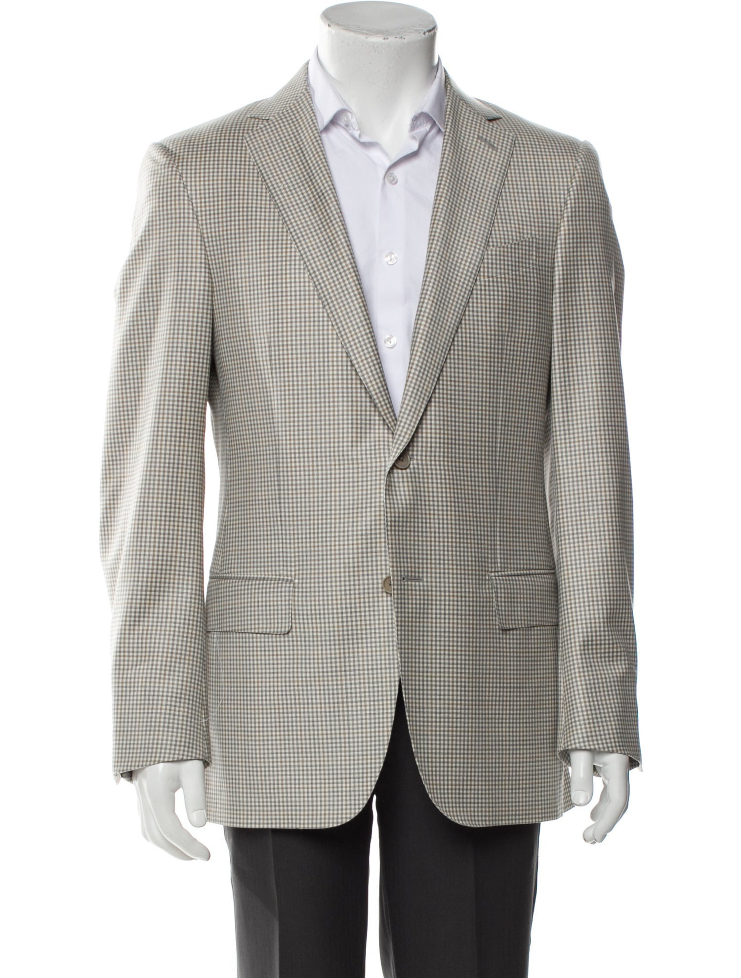 Saks Fifth Avenue Wool Plaid Print Peacoat