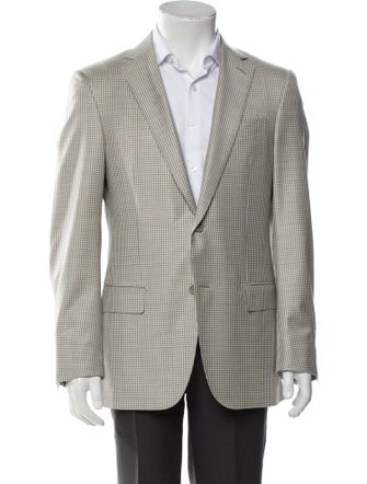 Saks Fifth Avenue Wool Plaid Print Peacoat