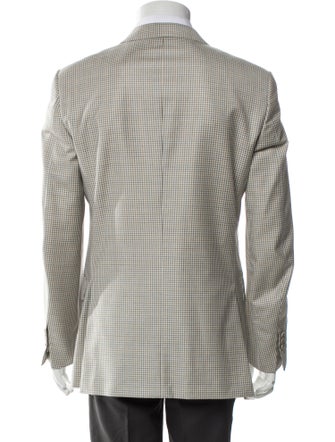 Saks Fifth Avenue Wool Plaid Print Peacoat