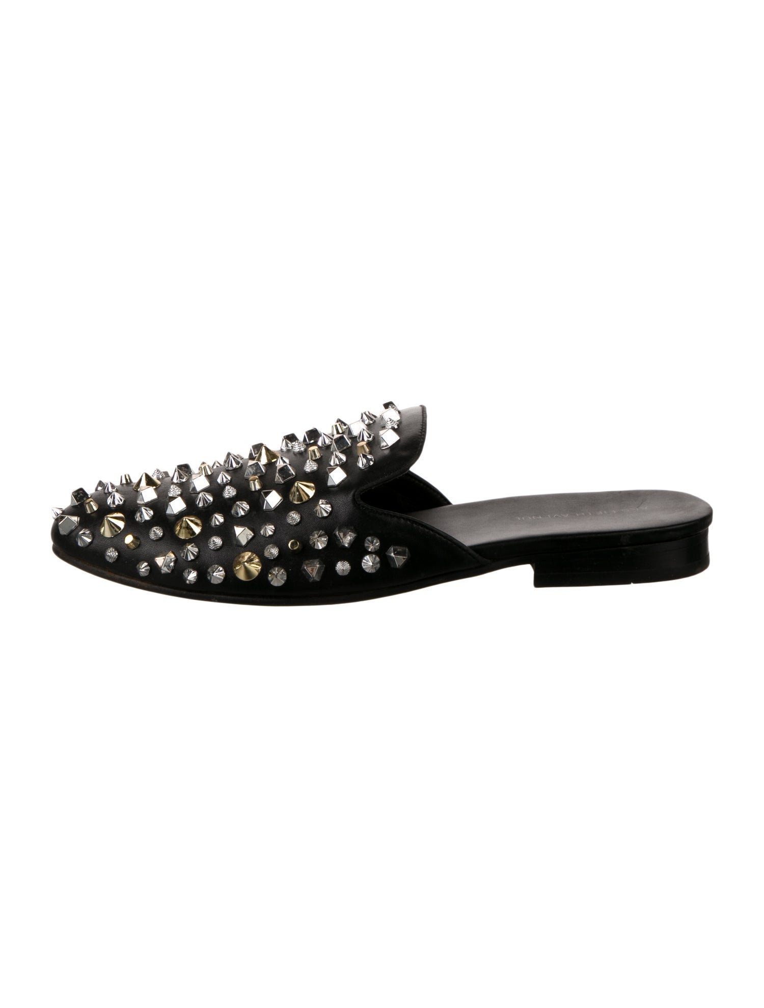 Saks Fifth Avenue Leather Studded Accents Slippers