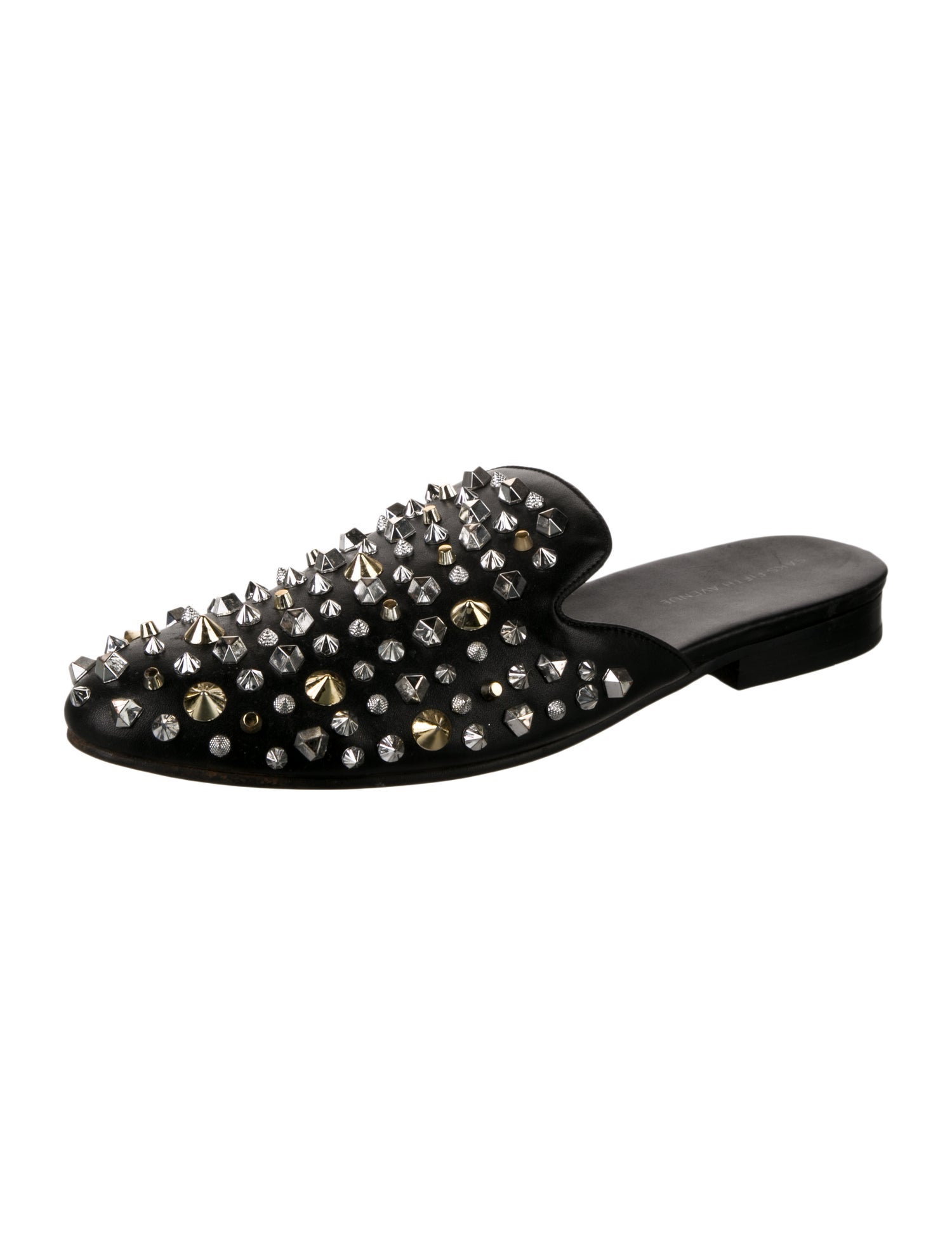 Saks Fifth Avenue Leather Studded Accents Slippers