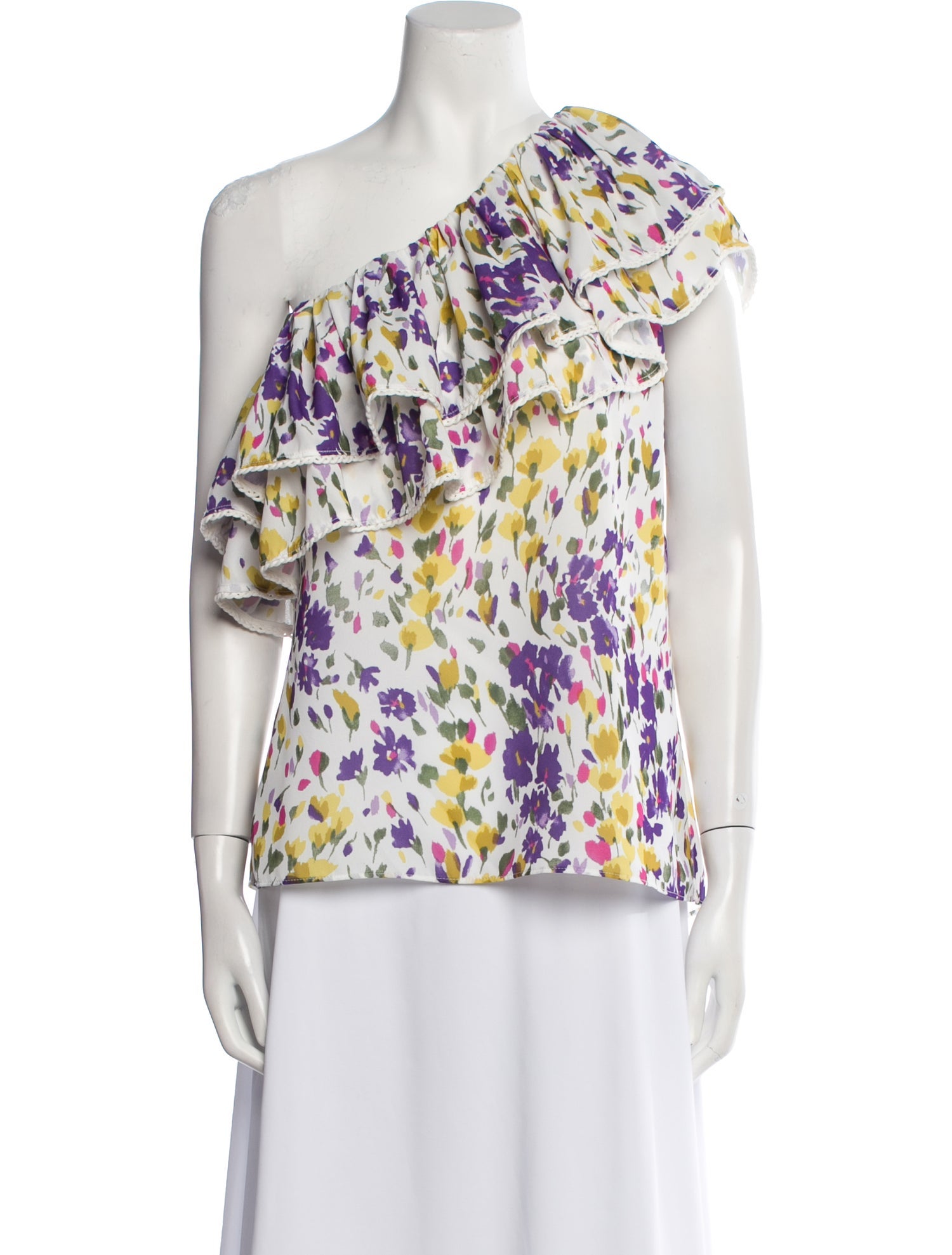 Saks Fifth Avenue Floral Print One-Shoulder Blouse
