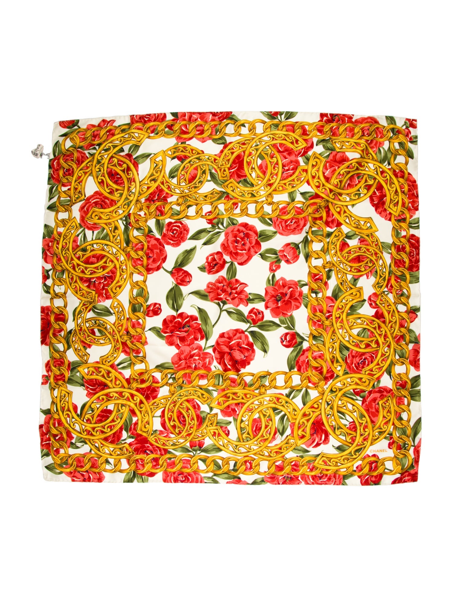 Chanel Silk Floral Print Scarf