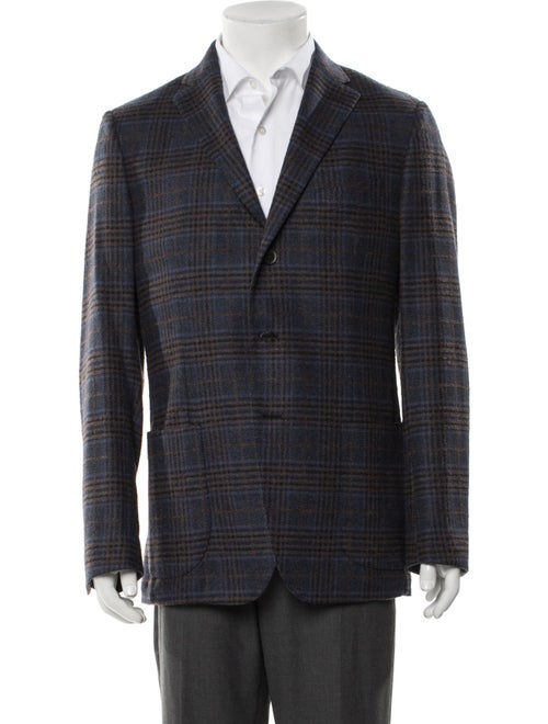 Saks Fifth Avenue Virgin Wool Plaid Print Peacoat