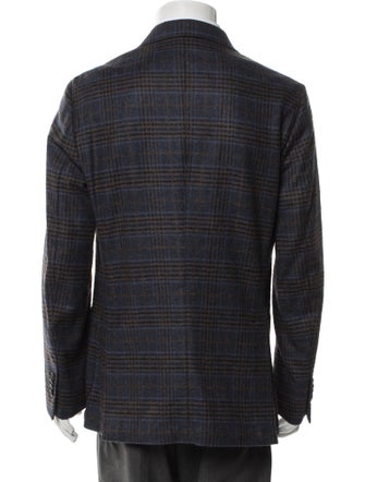 Saks Fifth Avenue Virgin Wool Plaid Print Peacoat