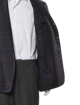 Saks Fifth Avenue Virgin Wool Plaid Print Peacoat