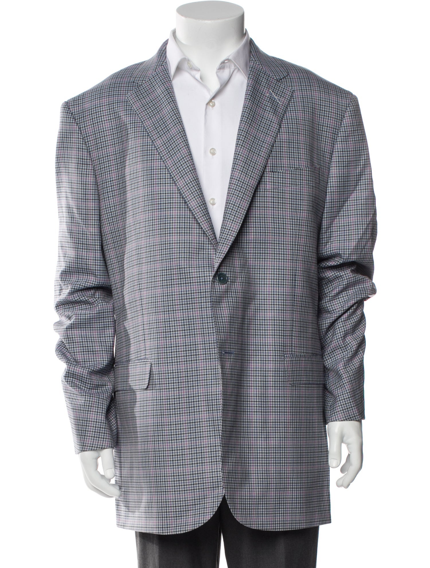 Saks Fifth Avenue Virgin Wool Plaid Print Overcoat
