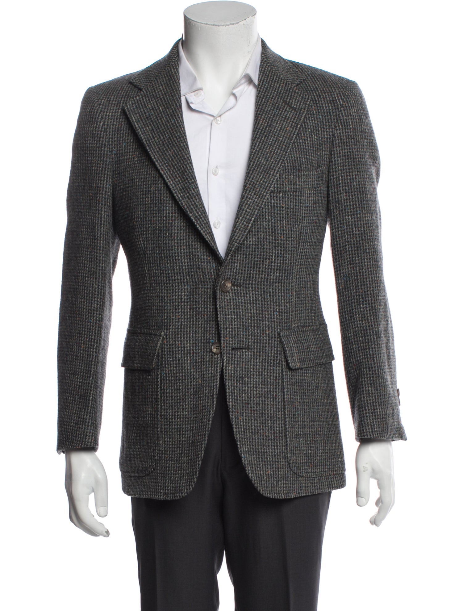 Saks Fifth Avenue Houndstooth Print Peacoat