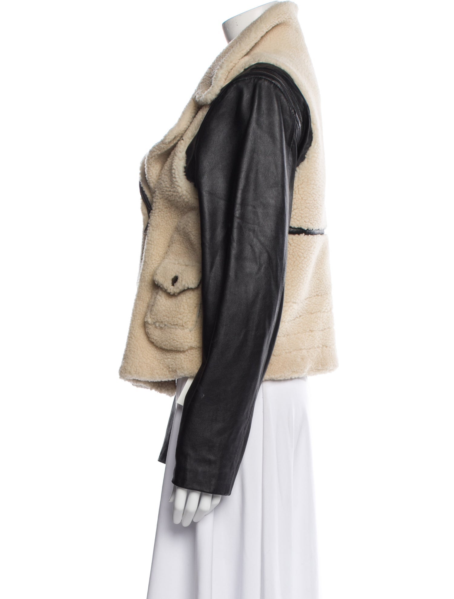 Saks Fifth Avenue Leather Fur Jacket