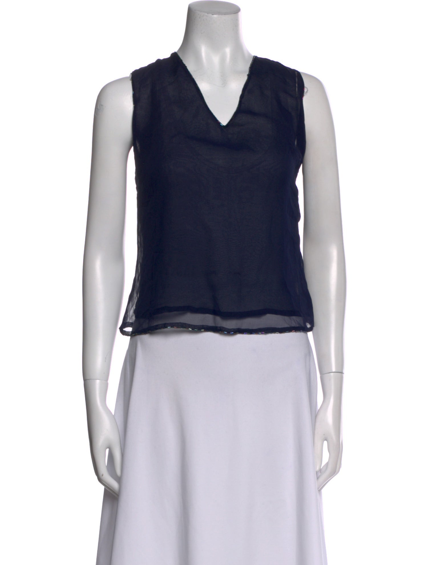 Saks Fifth Avenue Silk V-Neck Crop Top