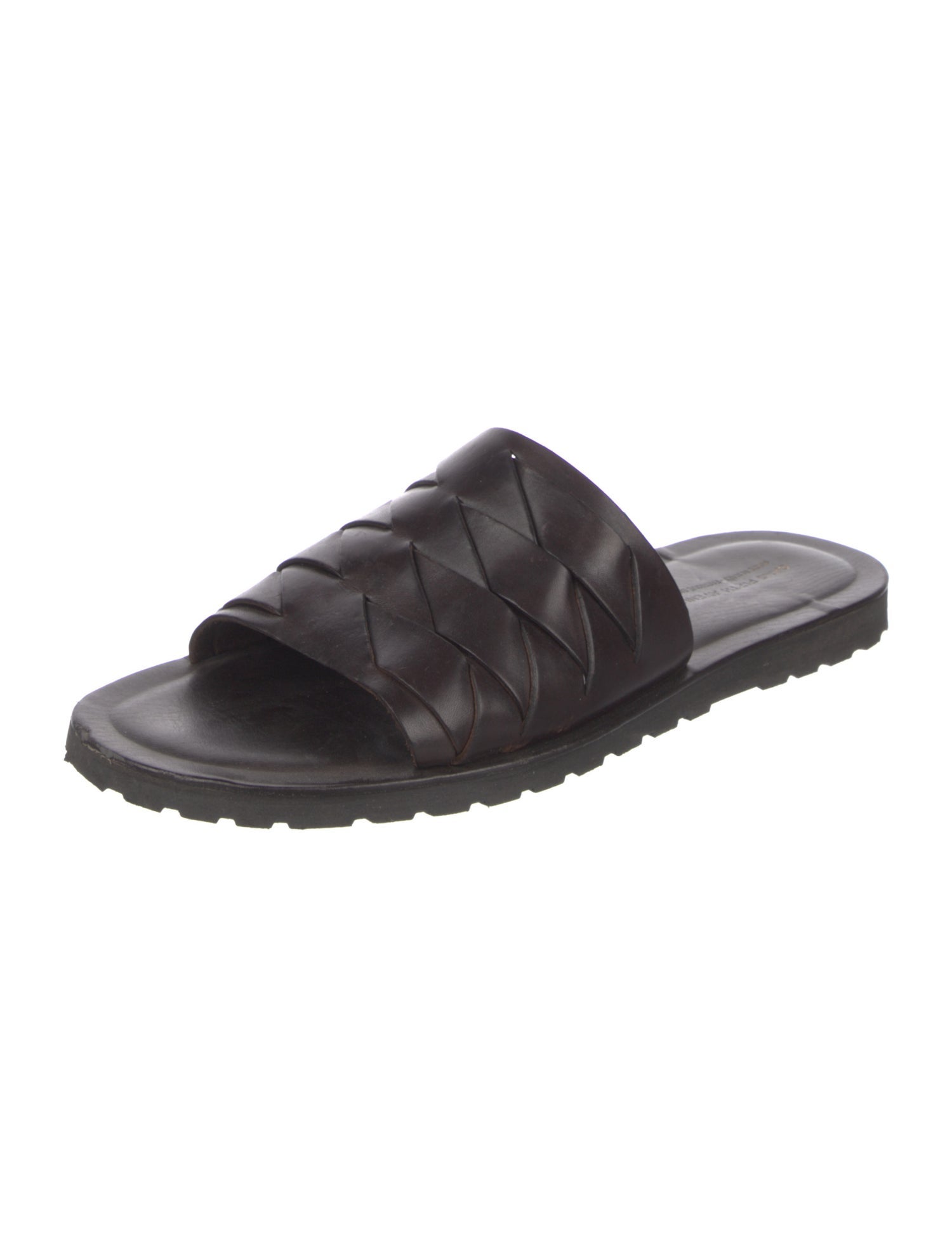 Saks Fifth Avenue Leather Braided Accents Slides