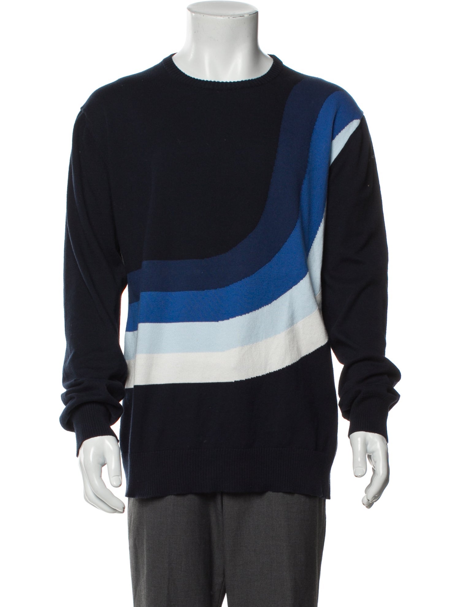 Saks Fifth Avenue Colorblock Pattern Crew Neck Pullover