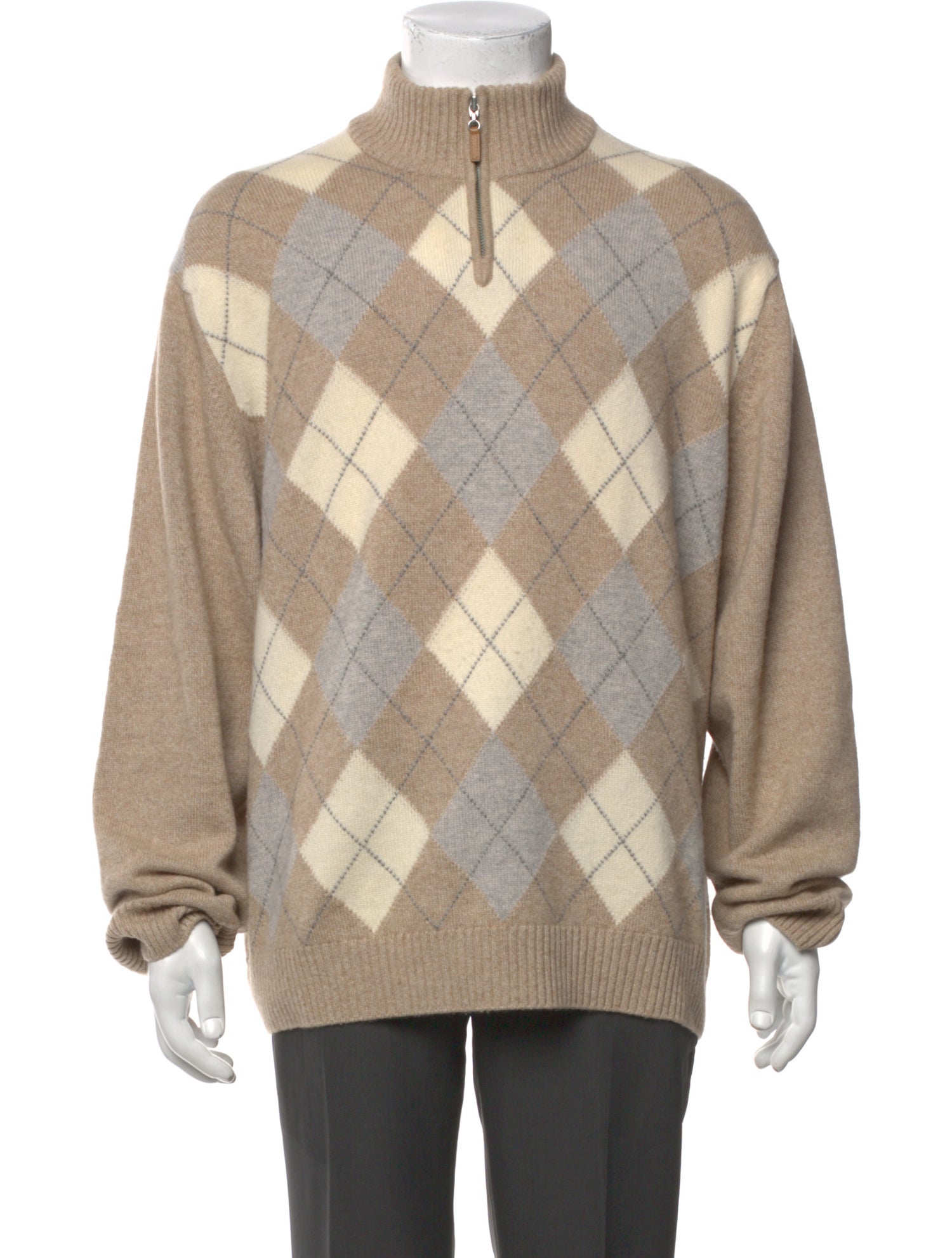 Saks Fifth Avenue Cashmere Plaid Print Polo Sweater